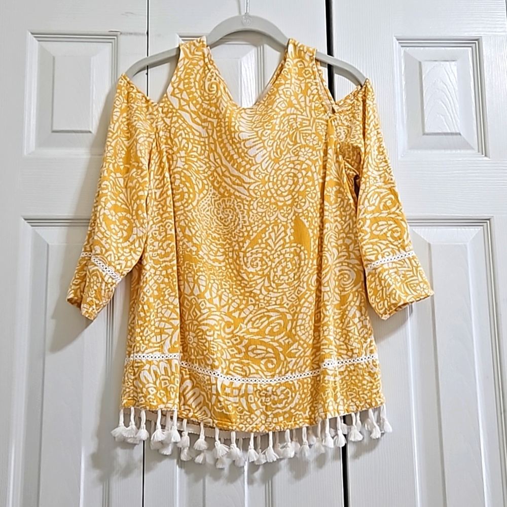 28. CHICOS-cute casual top with open shoulder